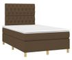 Легло с пружини, матрак и LED, тъмнокафяво, 120x200 см, текстил thumbnail 3