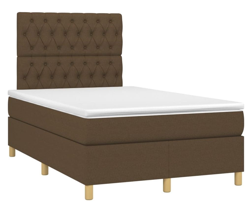 Легло с пружини, матрак и LED, тъмнокафяво, 120x200 см, текстил - 3