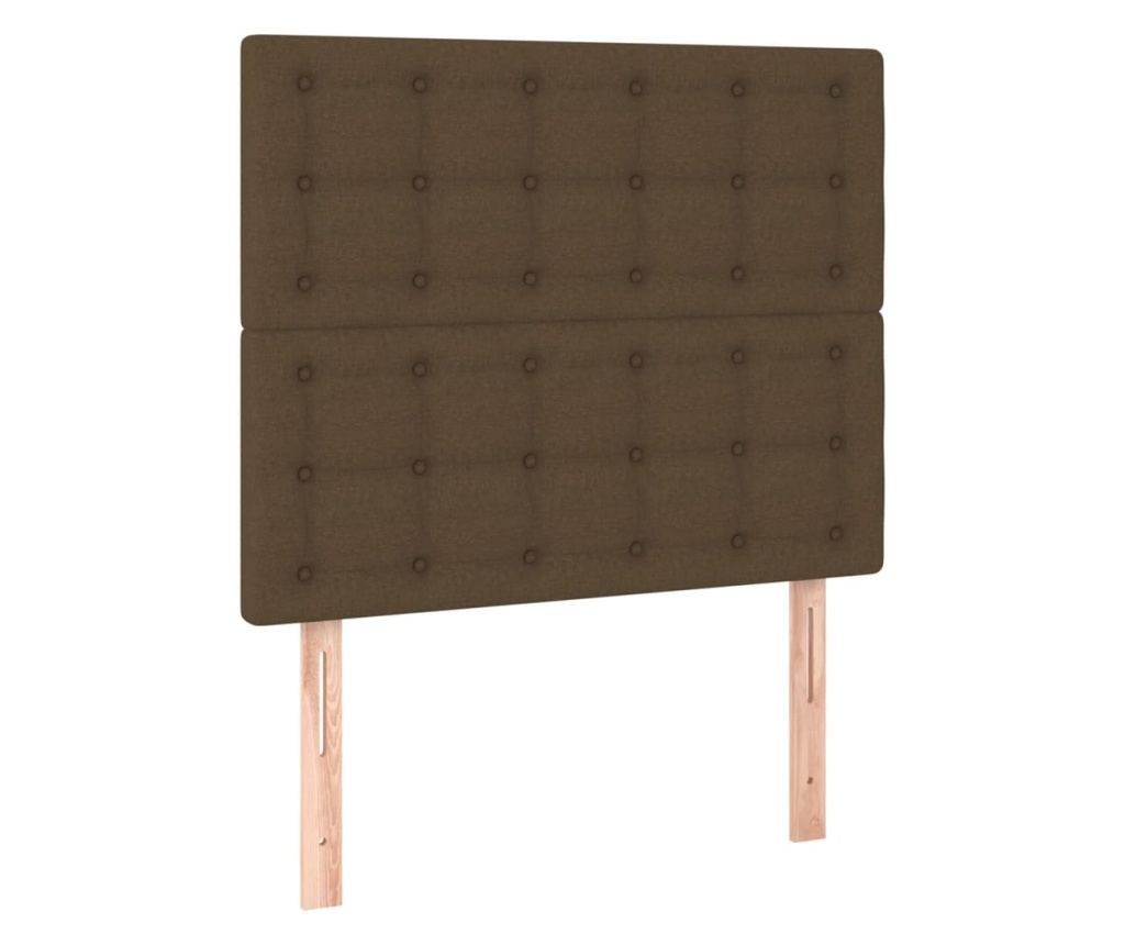 Tăblie de pat cu LED, maro închis, 80x5x118/128 cm, textil - 4