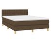 Легло с пружинен матрак и LED, тъмнокафяво, 140x200 см, текстил thumbnail 3