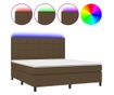 Upholstered bed with mattress and LED, dark brown, 180x200 cm, textile thumbnail 2