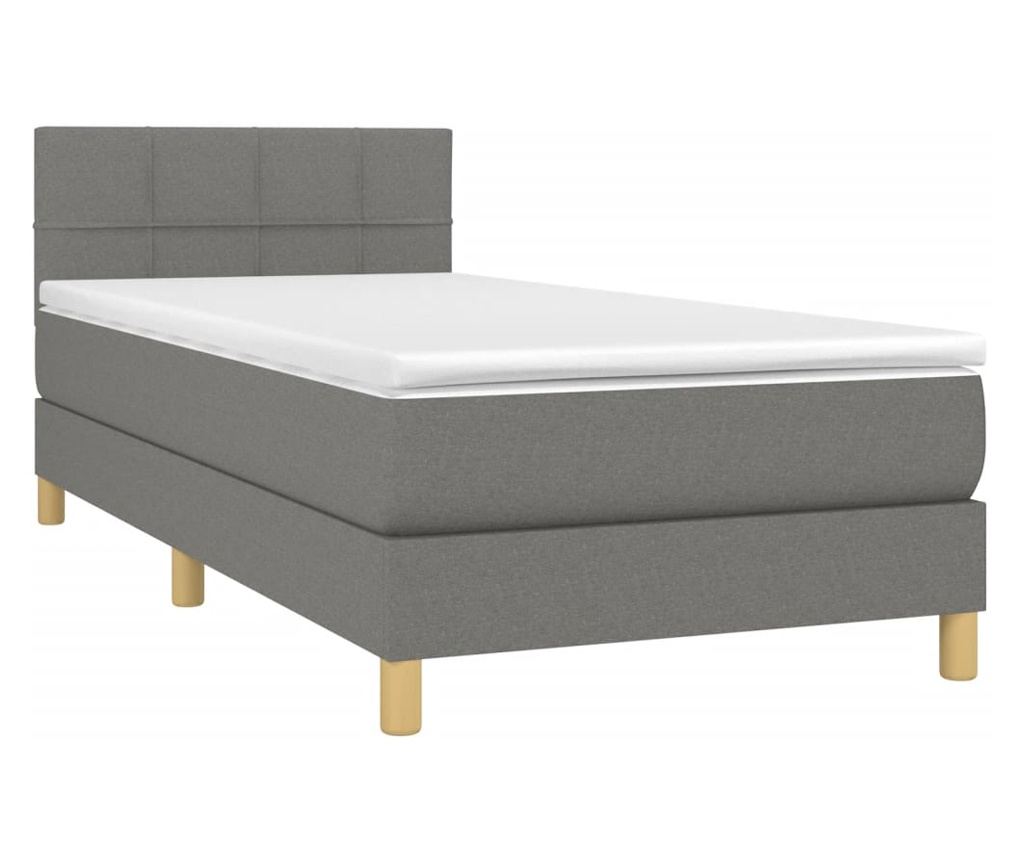 Boxspring krevet s madracem i LED rasvjetom, tamnosivi, 100x200 cm, tekstil - 3