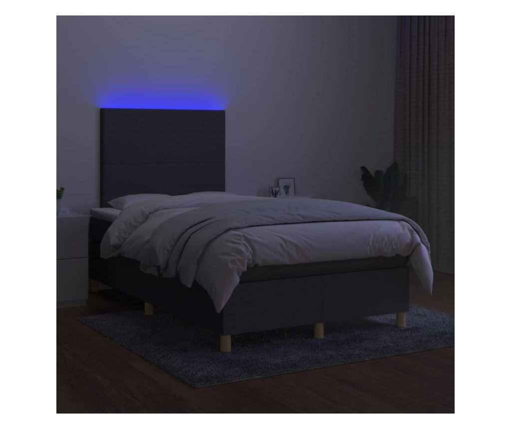 Okvir za krevet s madracem i LED rasvjetom, tamnosivi, 120x200 cm, tekstil - 4