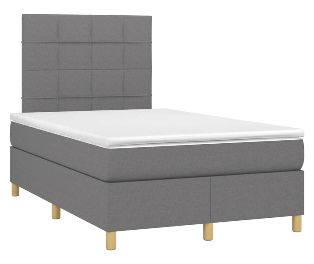 Boxspring krevet, madrac i LED rasvjeta, tamnosiva, 120x200 cm, tkanina - 3