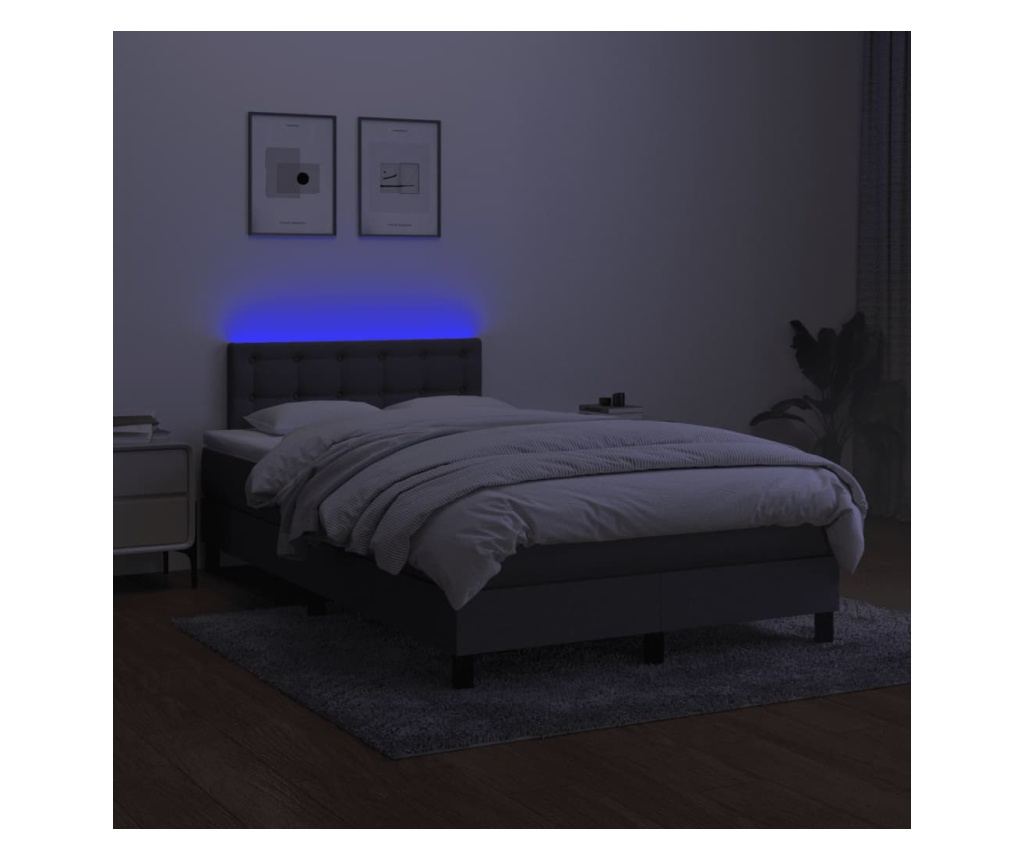 Okvir za krevet, madrac i LED rasvjeta, tamnosiva, 120x200 cm, tekstil - 4