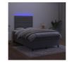Легло с матрак и LED осветление, тъмносиво, 120x200 см, кадифе thumbnail 4