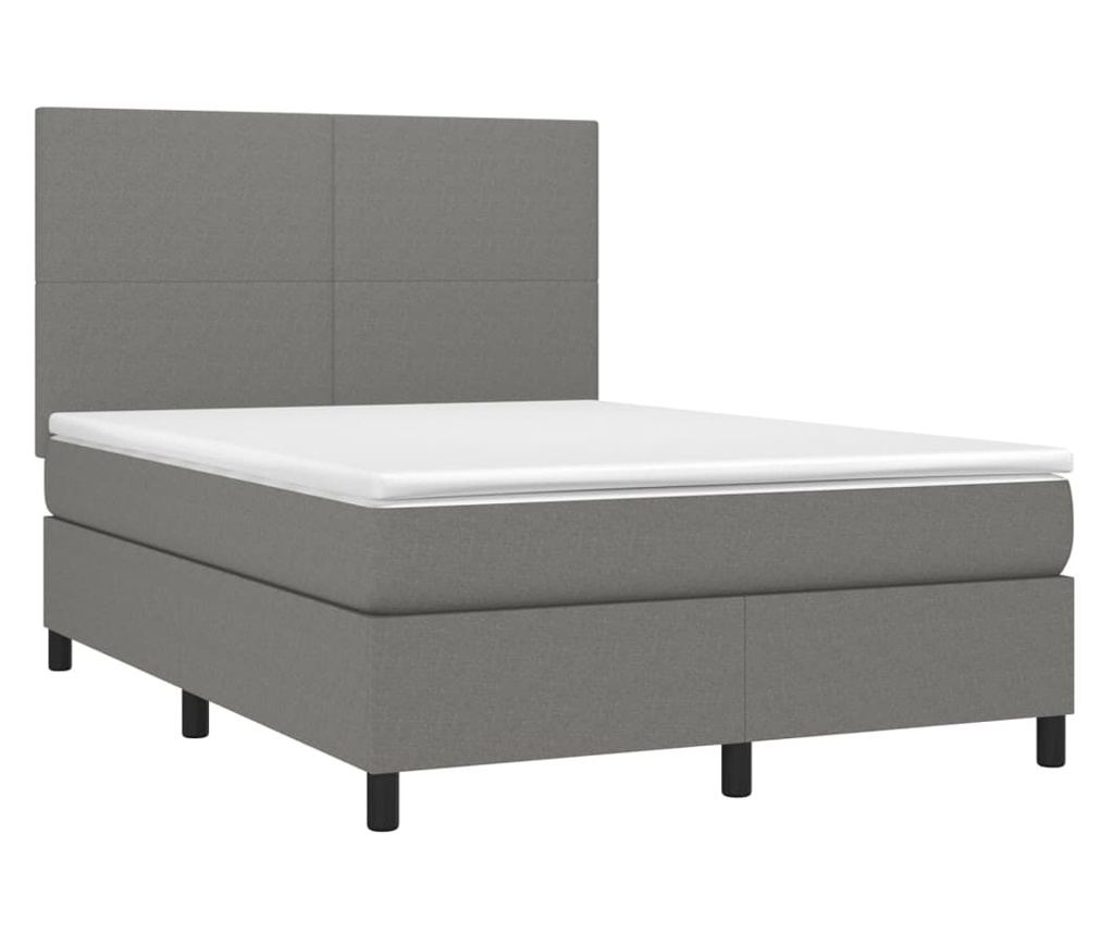 Рамка за легло с матрак и LED, тъмносива, 140x190 см, текстил - 3