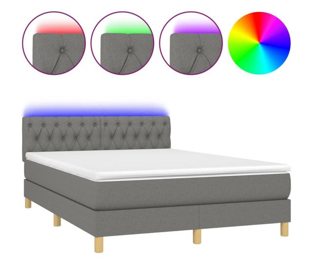 Rugs gy, matrac s LED, sttszrke, 140x200 cm, textil
