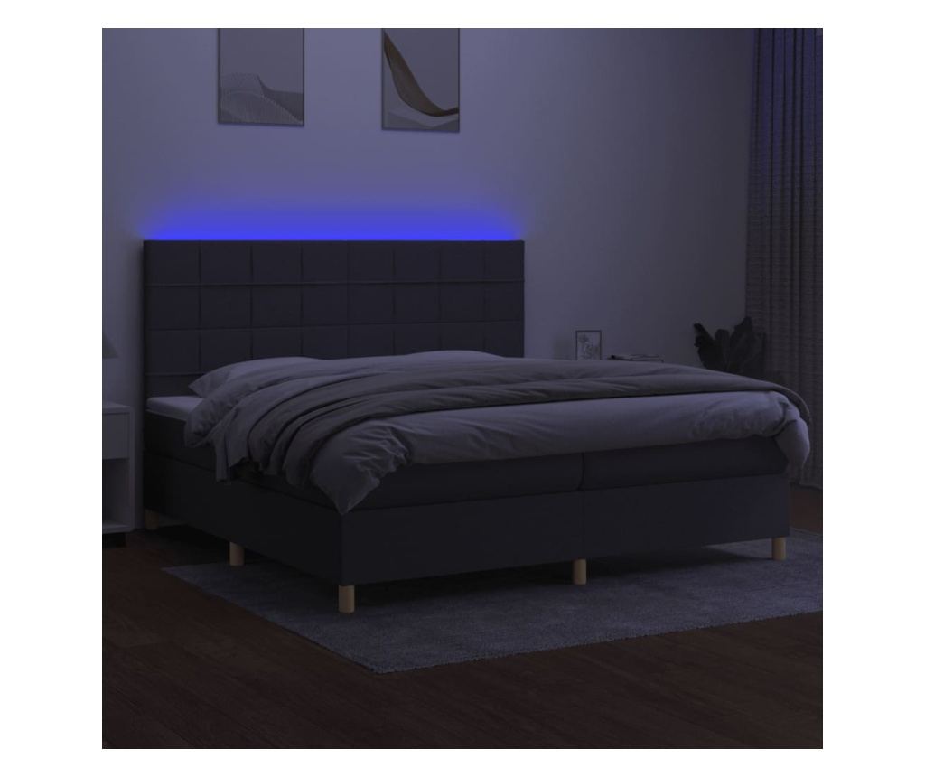 Okvir za krevet s madracem i LED rasvjetom, tamnosivi, 200x200 cm, tekstil - 4