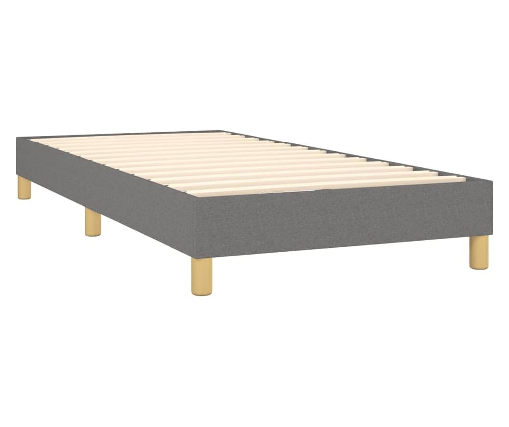 Boxspring krevet s madracem i LED rasvjetom, tamnosivi, 100x200 cm, tekstil - 5