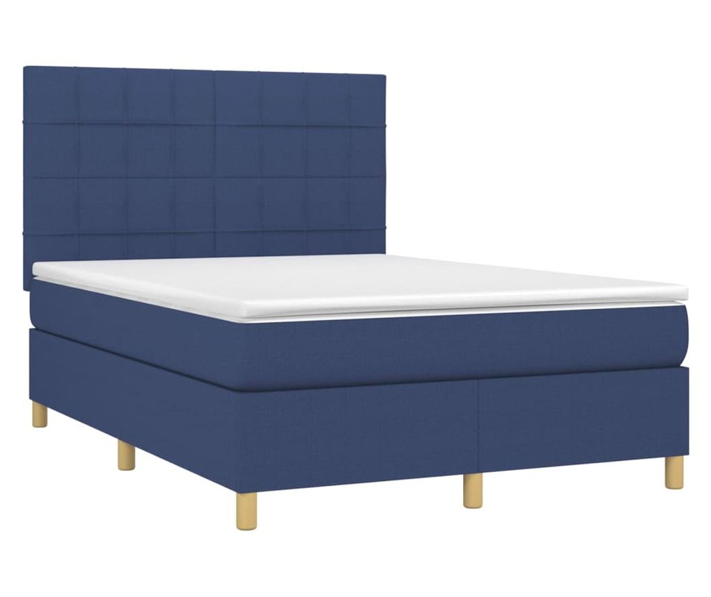 Пружинен спален комплект с матрак и LED, син, 140x200 см, текстил - 3