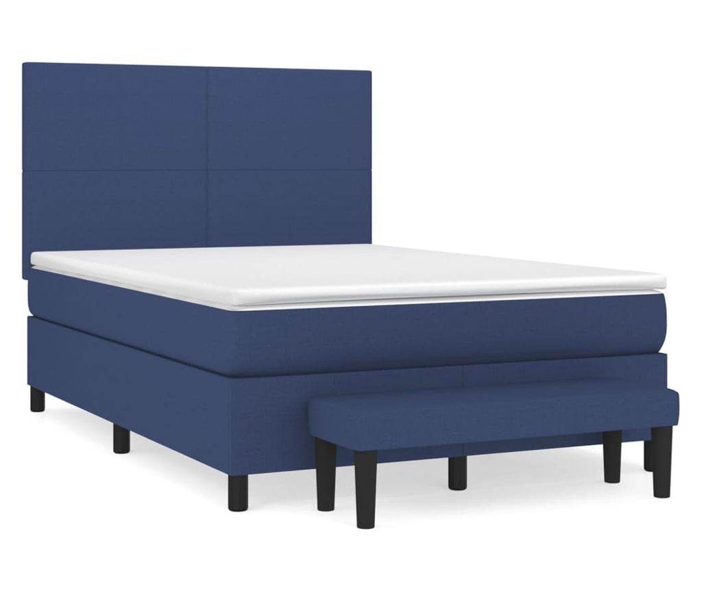 Боксспринг легло с матрак, синьо, 140x200 см, плат - 2