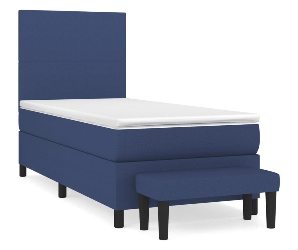 Боксспринг легло с матрак, синьо, 90x200 см, текстил - 2