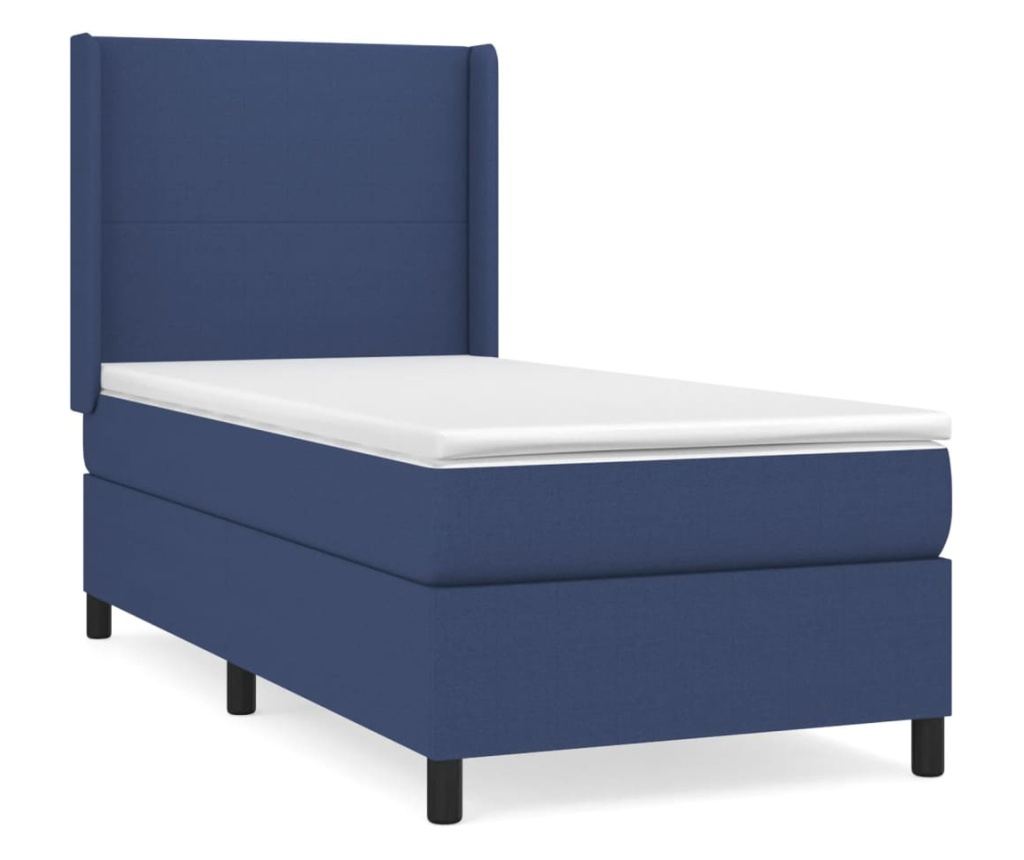 Боксспринг легло с матрак, синьо, 90x190 см, текстил - 2