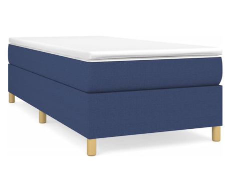 Box spring postelja z vzmetnico moder 90x200 cm blago