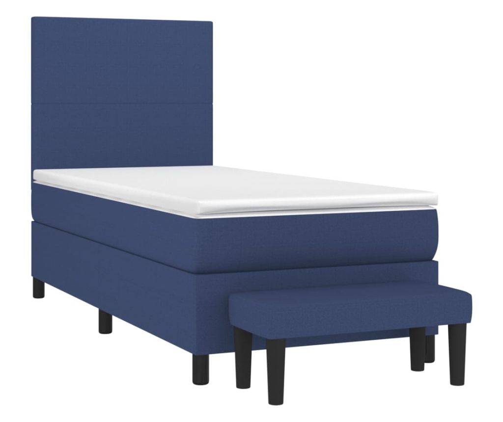 Боксспринг легло с матрак, синьо, 90x200 см, текстил - 3