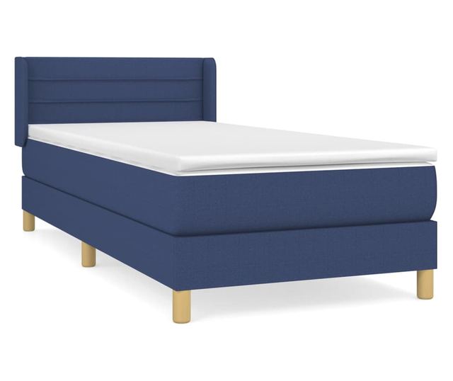 Боксспринг легло с матрак, синьо, 100x200 см, текстил