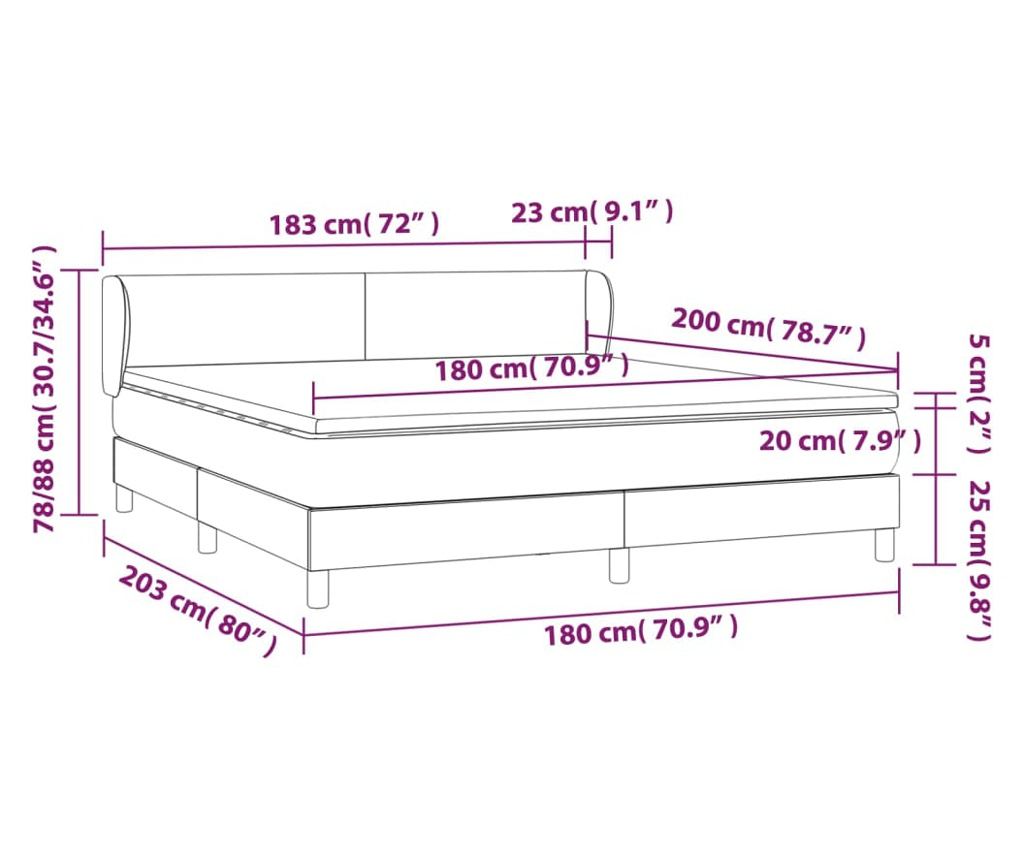 Боксспринг легло с матрак, синьо, 180x200 см, текстил - 7
