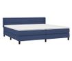 Боксспринг легло с матрак, синьо, 200x200 см, текстил thumbnail 3