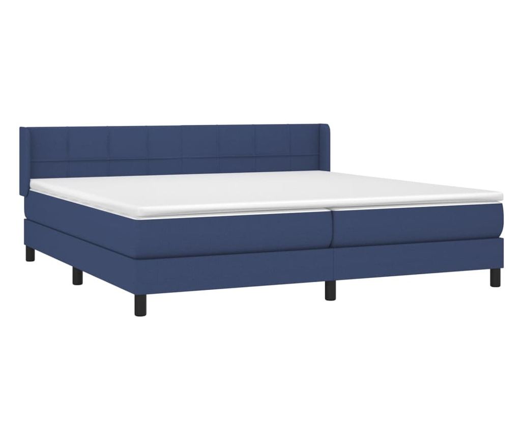 Боксспринг легло с матрак, синьо, 200x200 см, текстил - 3