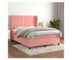 Боксспринг легло с матрак, розово, 140x200 см, кадифе thumbnail 1