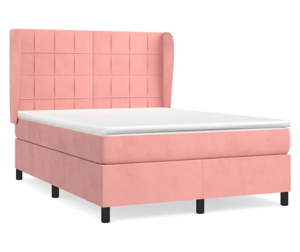 Боксспринг легло с матрак, розово, 140x200 см, кадифе - 2