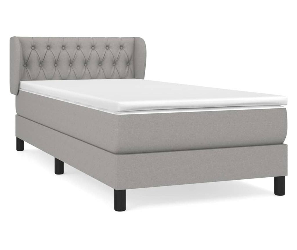 Boxspring krevet s madracem, Svjetlo siva, 90x190 cm, Tekstil - 2