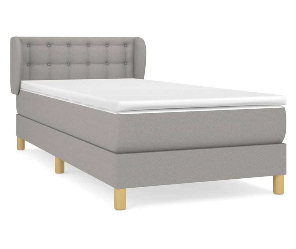 Boxspring krevet s madracem, Svjetlosiva, 90x190 cm, Tekstil - 2