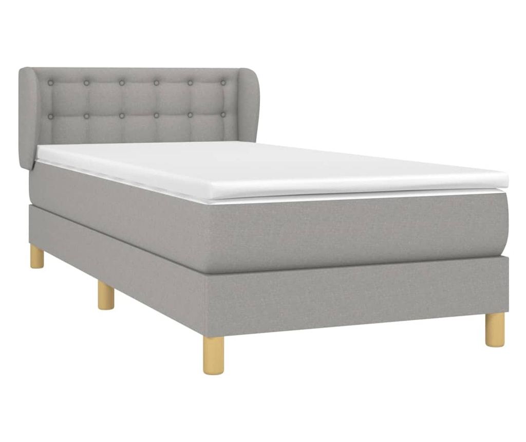 Boxspring krevet s madracem, Svjetlosiva, 90x190 cm, Tekstil - 3
