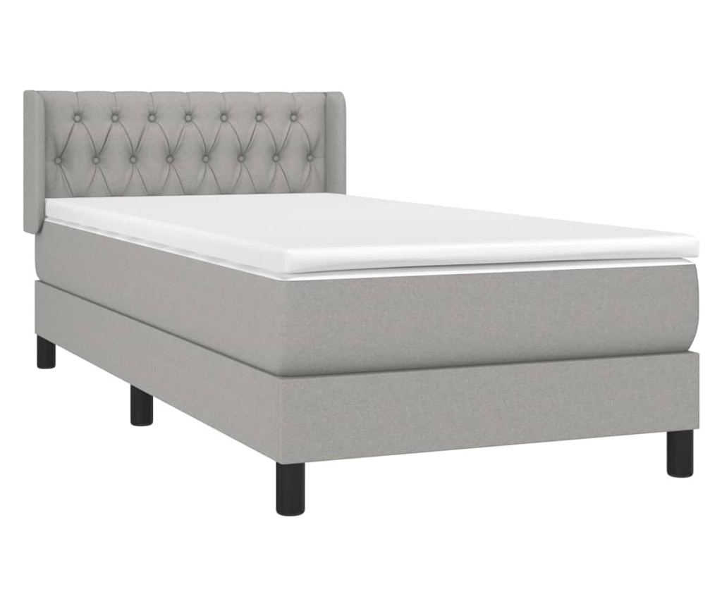 Boxspring krevet s madracem, Svijetlo siva, 90x190 cm, Tekstil - 3