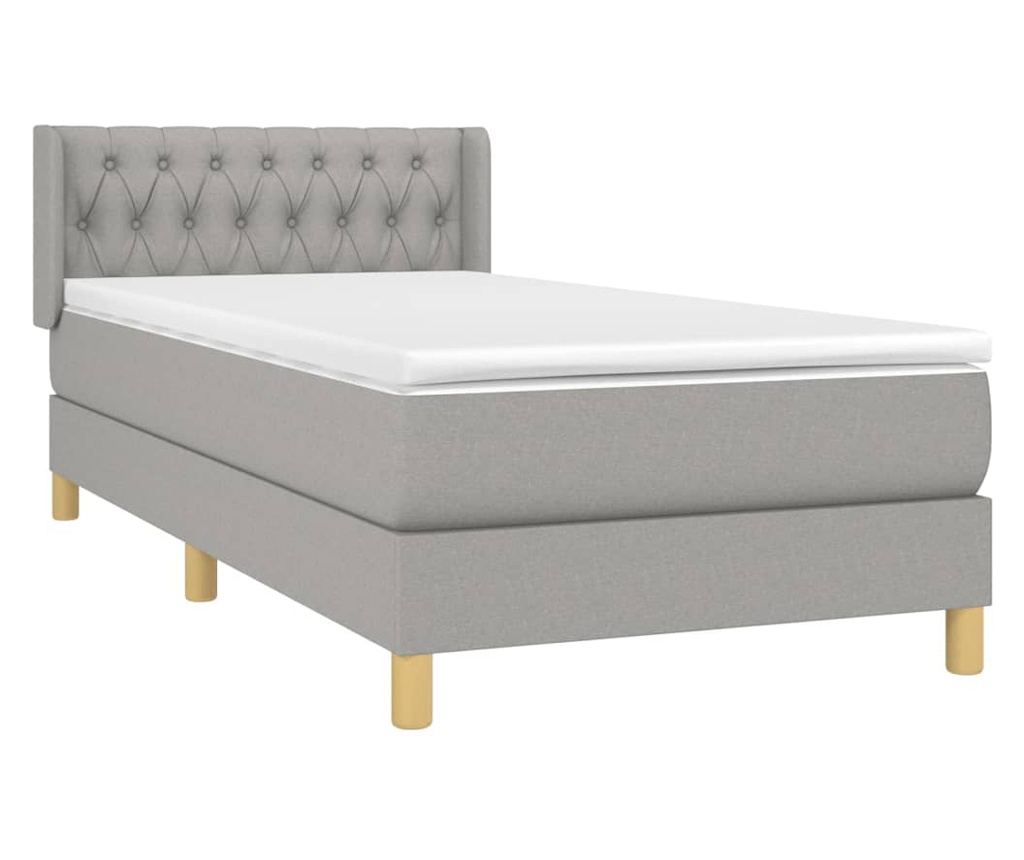 Boxspring krevet s madracem, Svijetlo siva, 90x190 cm, Tekstil - 3