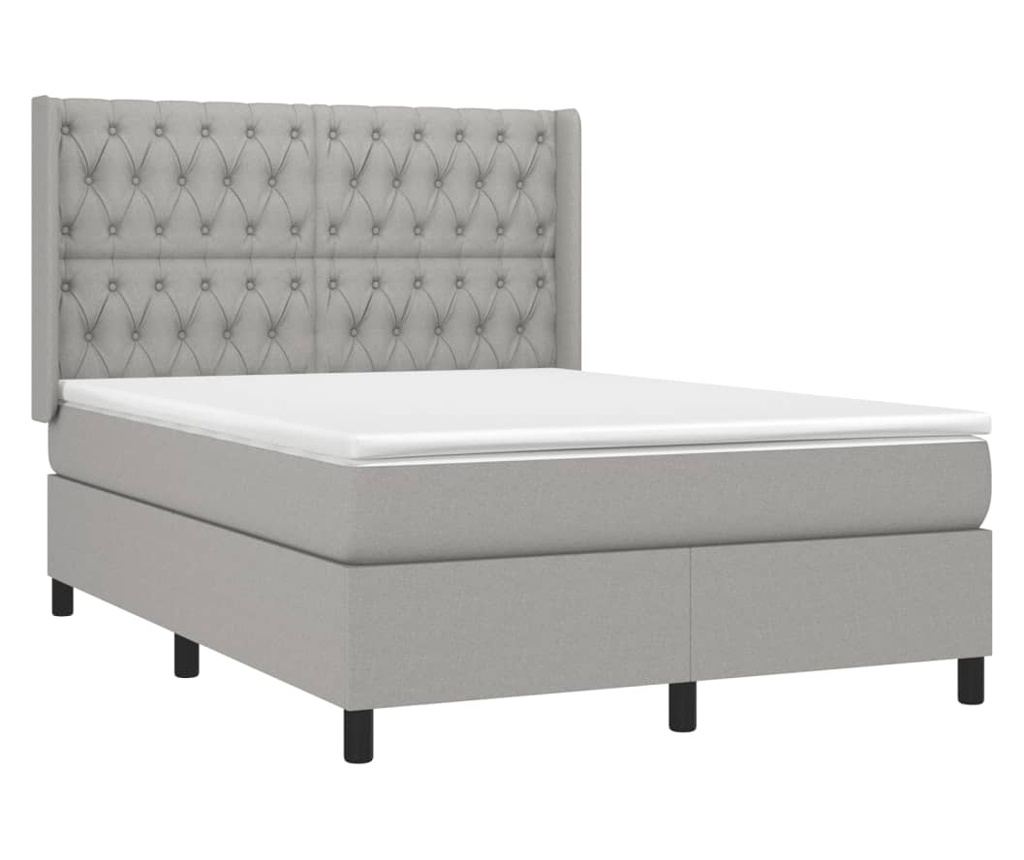 Боксспринг легло с матрак, светлосив, 140x190 см, текстил - 3