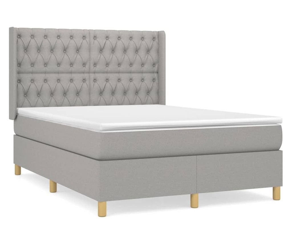 Боксспринг легло с матрак, светло сиво, 140x190 см, текстил - 2