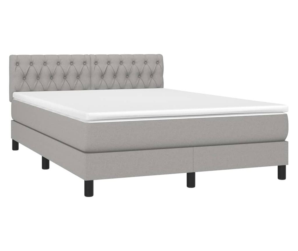 Okvir za krevet s madracem i LED rasvjetom, Svjetlosiva, 140x190 cm, Tekstil - 3