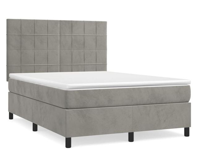 Boxspring gykeret matraccal, vilgos szrke, 140x190 cm, brsony