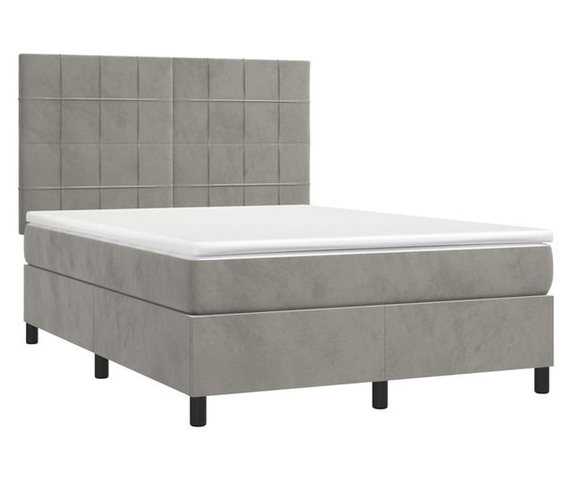 Boxspring gykeret matraccal, vilgos szrke, 140x190 cm, brsony