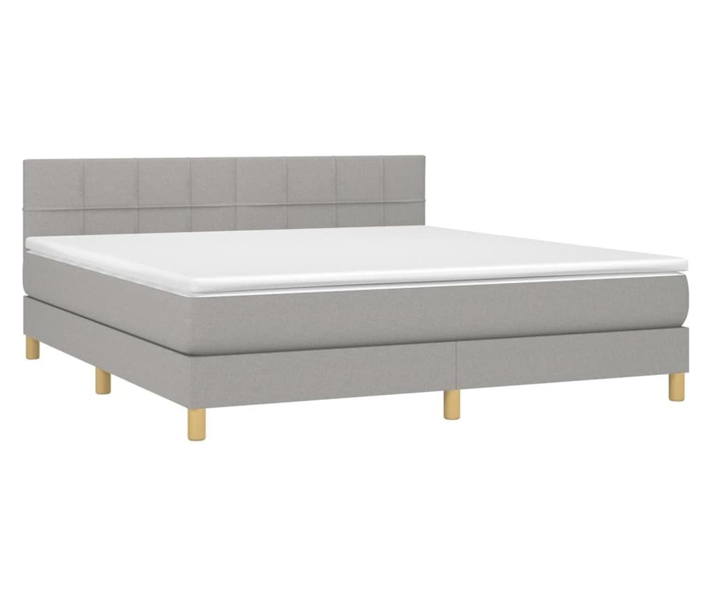 Okvir za krevet s madracem i LED rasvjetom, Svjetlosiva, 160x200 cm, Tkanina - 3