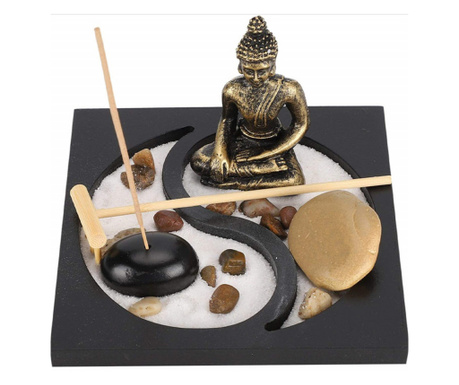 Декоративен фън шуй комплект със свещник и ароматни пръчици със статуетка на Буда