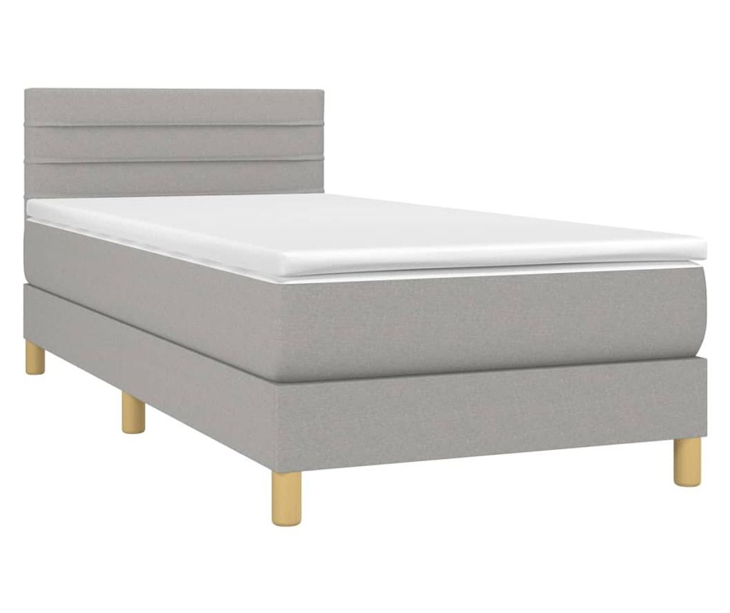 Okvir za krevet s madracem i LED rasvjetom, svijetlosiva, 90x190 cm, tekstil - 3