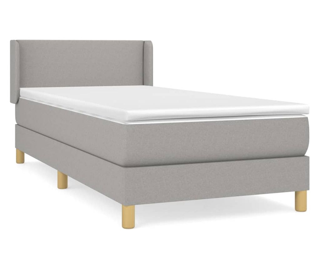 Boxspring krevet s madracem, Svijetlo siva, 90x190 cm, Tekstil - 2