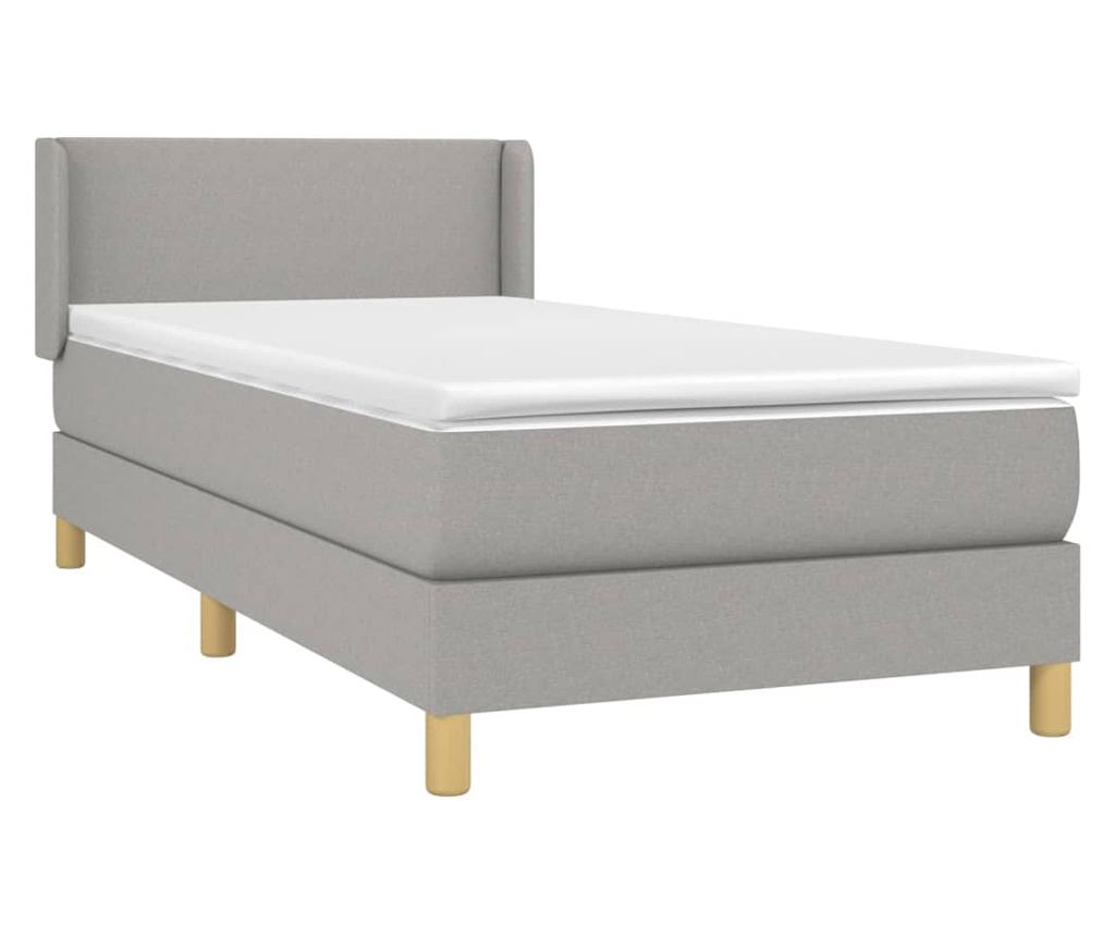 Boxspring krevet s madracem, Svijetlo siva, 90x190 cm, Tekstil - 3