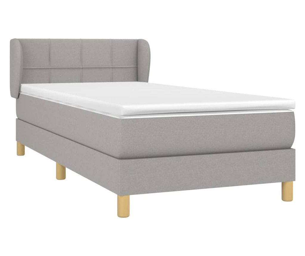 Kontinentalni krevet s madracem, svijetlo siva, 80x200 cm, tekstil - 3