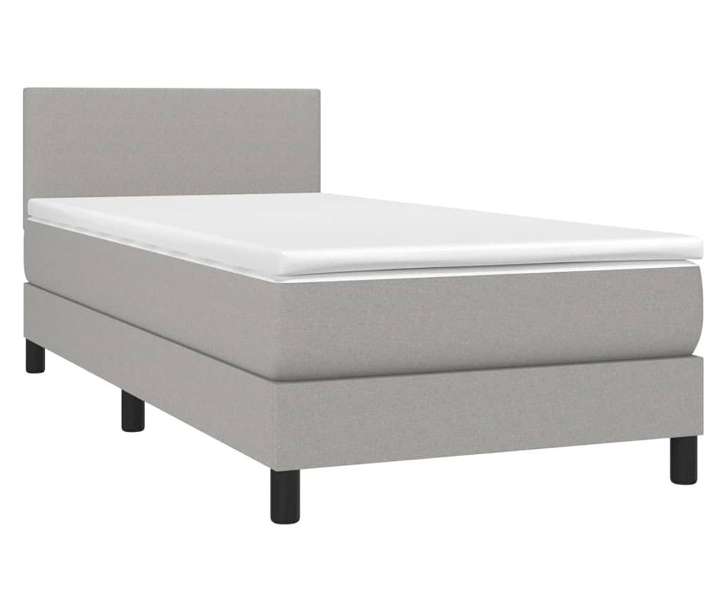Okvir za krevet s madracem i LED rasvjetom, svijetlosiva, 90x190 cm, tekstil - 3