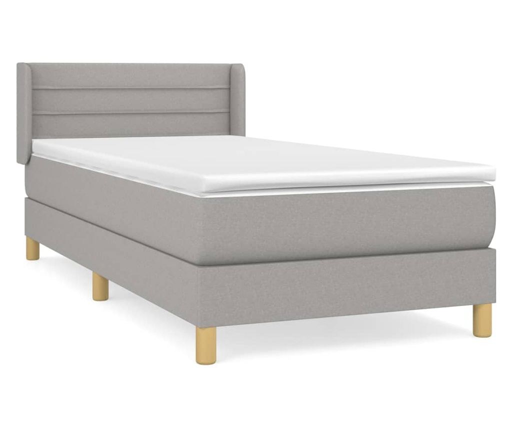 Boxspring krevet s madracem, Svijetlo siva, 90x190 cm, Tekstil - 2