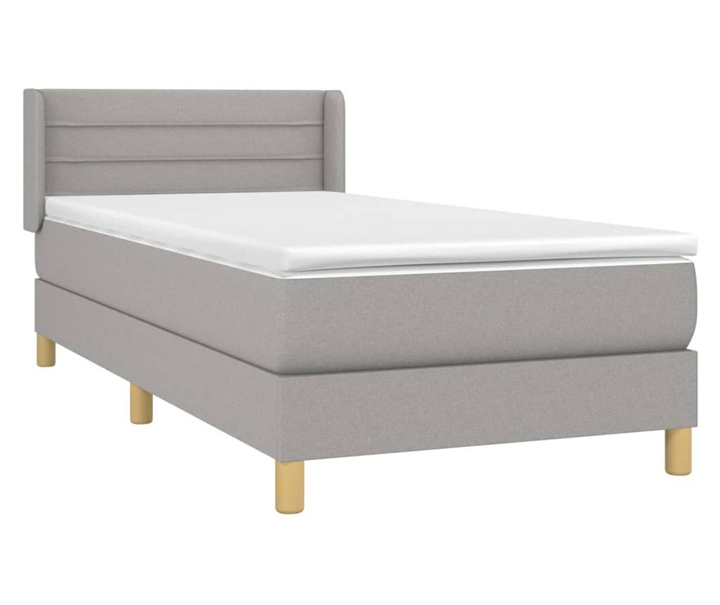 Boxspring krevet s madracem, Svijetlo siva, 90x190 cm, Tekstil - 3