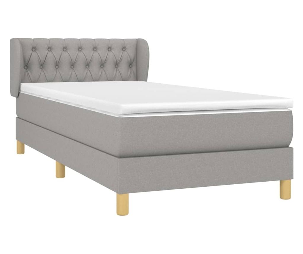 Boxspring krevet s madracem, Svijetlo siva, 90x190 cm, Tekstil - 3