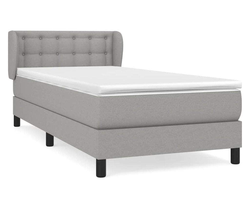 Континентално легло с матрак, светло сиво, 80x200 см, текстил - 2