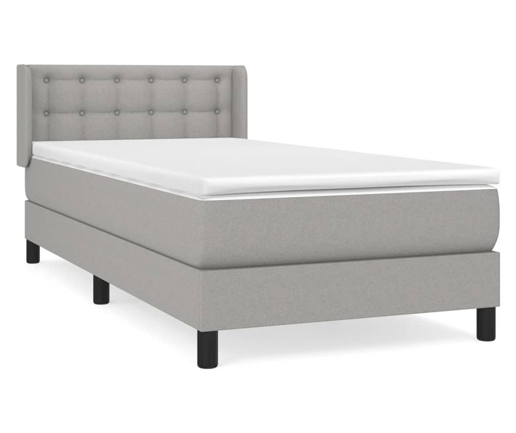 Boxspring krevet s madracem, Svijetlo siva, 90x190 cm, Tekstil - 2