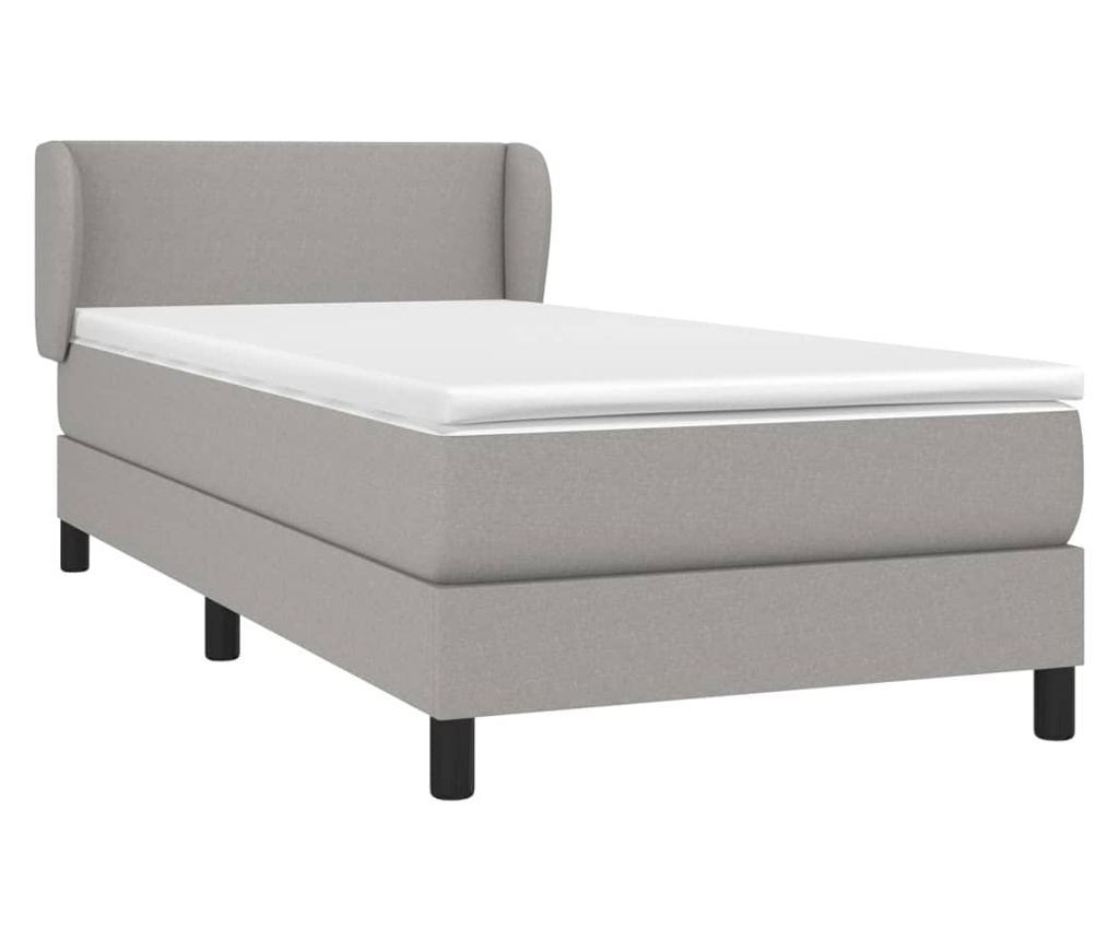 Boxspring krevet s madracem, Svijetlo siva, 90x190 cm, Tkanina - 3