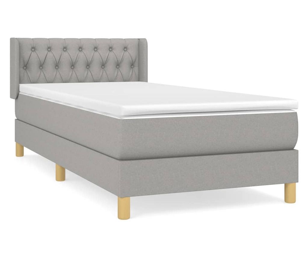 Boxspring krevet s madracem, Svijetlo siva, 90x190 cm, Tekstil - 2